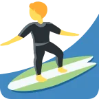 Emoji Persona haciendo surf en Twitter / X