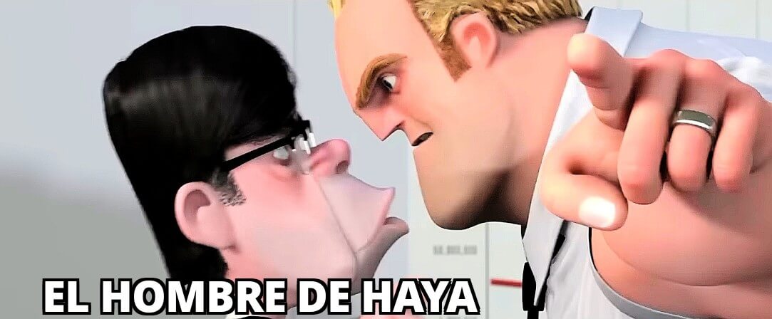 El hombre de haya - Graciosamente de las pocas plantillas que rompen la 4ta pared y apuntan al espectador.