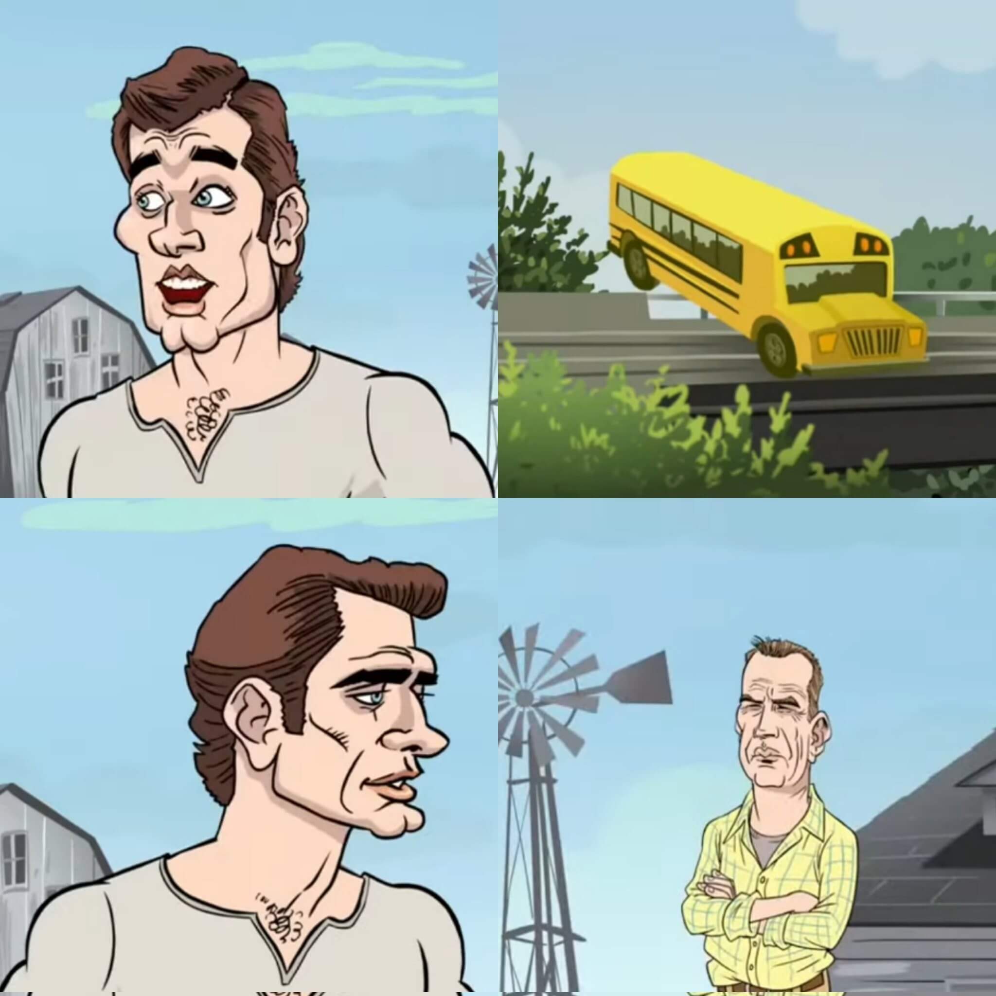 *Niega con la cabeza* - Clark Kent tratando de salvar un autobús pero su padre le niega.